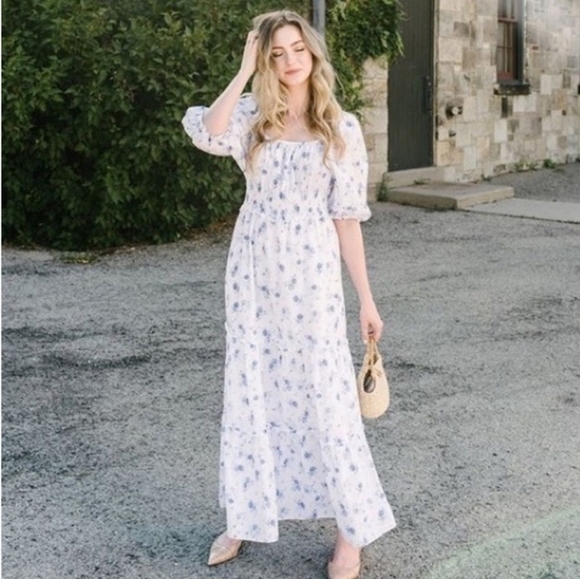 LoveShackFancy X Target Gemma White Purple Floral Dress - Picture 5 of 10